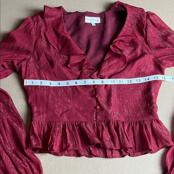 Privacy Please Bardot Blouse In Burgundy - Size S - Picture 6 of 11